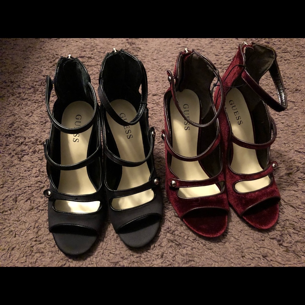 ❌ Both pair SOLD❌ Guess “Military Open Toe Heels”